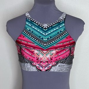 Onzie High Neck Bright Print Bra Size S/M